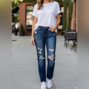 KanCan Dark Blue Distressed Skinny Jeans